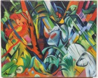 Auktion 366 / Los 4017 <br>Kopie nach Franz Marc, Mädchen mit Tieren, ungerahmt, ca. 24,5 x 30,3cm