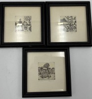 Auktion 366 / Los 5009 <br>R&uuml;b, 3x kl. Lithos, sign. und Nummer 138/500, ger/Glas, 11x11 cm