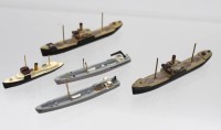 Auktion 366 / Los 15044 <br>5x Schiffsminiaturen, Wiking, &auml;lter, Frachter, ca. L-8cm