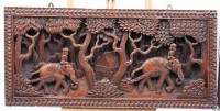 Auktion 366<br>Wandrelief, Holz, Asien, Elefantenreiter, älter, kl. Beschädigungen, ca. 30 x 64cm