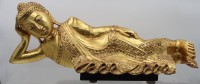 Auktion 366<br>liegender Buddha, Holz, vergoldet, ca. H-25cm B-65cm