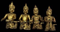 Auktion 366<br>4x Tempelmusiker, Holz vergoldet, H-ca. 24 cm