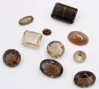 Auktion 366 / Los 1030 <br>Konvolut Rauchquartz etc., ca. 31 gr. bzw. Karat