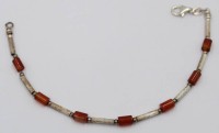 Auktion 366 / Los 1043 <br>Silber-925- Armband mit braunen Steinen, 5,1 gr., L-20 cm