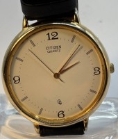 Auktion 366 / Los 2039 <br>Unisex Quartz Armbanduhr "Citizen", Lederband, guter Zustand