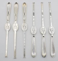 Auktion 366<br>6x Hummergabeln, versilbert, &auml;lter, ca. L-20cm