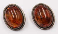 Auktion 366<br>Paar Silber Ohrclipse mit Bernstein, 6,6 gr, H-2 cm