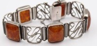 Auktion 366<br>massives Fischland Silber-835- Armband mit Bernsteinen, 31 gr.,