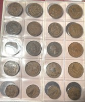 Auktion 366 / Los 6007 <br>M&uuml;nzblatt mit 20 M&uuml;nzen, hpts. 1 Penny, England, Irland, Australien, S&uuml;d-Afrika