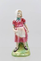 Auktion 366 / Los 8076 <br>Royal Doulton, "JILL", M&auml;dchen in rosa Kleid m. Sch&uuml;rze u. Kopftuch, H-13,5cm
