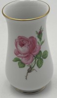 Auktion 366<br>kl. Meissen Vase, rote Rose, 1.Wahl, H-11 cm