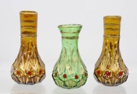 Auktion 366<br>3x kl. Vasen mit Emaillemalerei, &auml;lter, ca. H-14cm