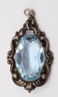 Auktion 366<br>Silber-Anhänger-925- mit grossen, hellblauen Stein, H-ca. 4,2 cm, ca. 9,5 cm