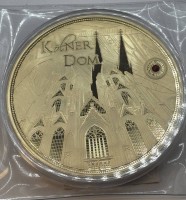 Auktion 366<br>Kölner Dom 10 CM GIGANT MEDAILLE - Cu. VERGOLDET, Boxed, mit Zertifikat, limit. Auflage, 376 gramm, orig. versiegelt