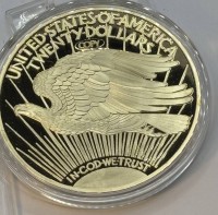 Auktion 366<br>USA GOLD EAGLE - 110 GRAMM - 70 MM - GIGANT MEDAILLE - VERGOLDET, mit Zertifikat, boxed