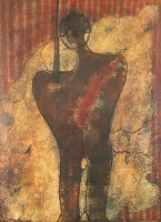 Auktion 366 / Los 4041 <br>Eva Maria Herbold (1939), abstrakte Person, Öl/Spannholz, gerahmt, RG 68,5 c 53,5cm