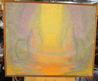 Auktion 366 / Los 4044 <br>Olga Jurgszat, Familienumarmung betitelt, &Ouml;l/Leinwand, gerahmt, RG   76,5 x 95,5cm