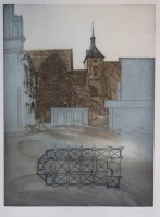 Auktion 366 / Los 5025 <br>Erhard SCHIEL (1943), Farbradierung, datiert '85,  Nr. 6/100, gerahmt/Glas, RG 72 x 51cm