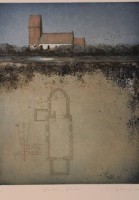 Auktion 366<br>Erhard SCHIEL (1943) , Keitum Kirche, Farbradierung, ger./Glas, RG 68 x 53cm