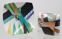 Auktion 366<br>2x K&uuml;nstler-Porzellan, Rosenthal, Design Brigitte Doege, Schale ca. D-18cm, Vase H-11,5cm