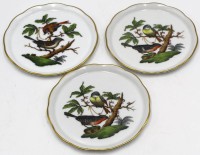 Auktion 366<br>3x kl. Tellerchen"Herend " Dekor Rothschild,  D-ca. 10 cm