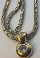Auktion 366<br>massive Double-Kette mit Anhänger, klarer Stein, 70,2 gr.