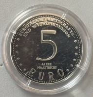 Auktion 366<br>5 Euro-5 Jahre Maastricht, Silber -999-. boxed, 7,8 gr