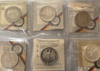 Auktion 366<br>6x 5 DM in H&uuml;lle, stempelglanz mit Expertise,1978/1980/1981/1982/1985