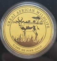 Auktion 366<br>Goldmedaille-999-, afrikan. Springbock, mit Zertifikat