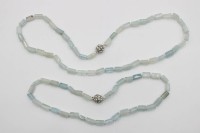 Auktion 366<br>2x Halsketten, Aquamarine, ca. L-46cm u. L-64cm