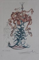 Auktion 366 / Los 5042 <br>Salvador Dal&iacute; (1904-1989), Tiger Lilien, Serie Surrealist Flowers, Farblithografie, BG 34,5 x 25cm