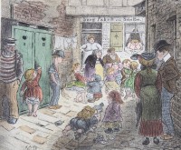 Auktion 366<br>Heinrich ZILLE (1858-1929), Berlin - Ackerstra&szlig;e (Sarg-Fabrik von Schultze), 1905, Heliogravure in Passpartout, ungerahmt, 50 x 74cm