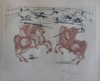 Auktion 366 / Los 5067 <br>Salvador Dal&iacute; (1904-1989), La Course de Taureaux , Farbradierung mit Aquatinta auf B&uuml;ttenpapier, l.u. "E.A.", gerahmt/Glas, RG 55,5 x 64cm