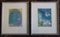 Auktion 366<br>Marc Chagall (1887-1985), 2x Farblithografien, unsigniert, je grahmt/Glas, RG 63,5 x 52,5cm