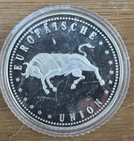 Auktion 372<br>Medaille 10 jahre europ&auml;ische Union, D-3,5 cm, PP, gekapselt