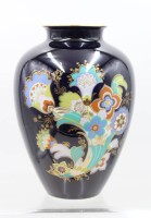 Auktion 374<br>Vintage Heinrich Porzellan-Vase, Entw. A. M&ouml;tsch, Echt Kobalt, ca. H-24,5cm