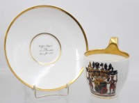 Auktion 366<br>Stundentika Tasse mit U.T., jug. Corps Boroussia Bonn, Hagen, Hilmar Graf v., 1855, Tasse ca. H-11cm