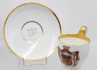 Auktion 366<br>Stundentika Tasse mit U.T., jug. Corps Boroussia Bonn, Frankenberg, F., Graf, 1854, Tasse ca. H-11cm