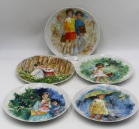Auktion 366<br>5x Wandteller "Limoges" mit Kindermotiven, limitiert, D-21 cm