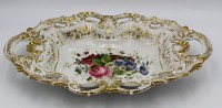 Auktion 366<br>Gr&uuml;nderzeit-Prunkschale "S.P.M." Moabit, Rosen-und Goldstaffage,33x23 cm