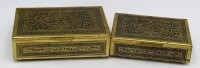 Auktion 366<br>2x Messing Zigarettendosen, innen Holz