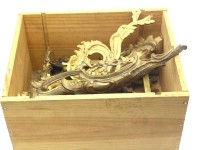 Auktion 366<br>Holzkiste mit Bronze/Messingbeschl&auml;gen, T&uuml;rgriffen etc und barockes Schloss mit nicht passenden Schl&uuml;ssel