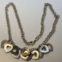 Auktion 366<br>Silberkette-925- mit 11 Herzanh&auml;nger, auch S-925-, L-42 cm, 17,3 gr.