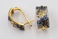 Auktion 366<br>Paar Ohrstecker, 925er Silber vergoldet, Farbsteinbesatz, zus. ca. 4,4gr., L-1,8cm