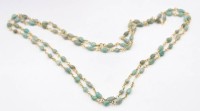 Auktion 366<br>Halskette, vergoldet und wohl Amazonit, ca. L-100cm