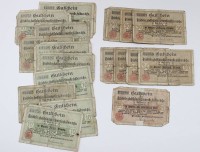 Auktion 366<br>20x seltene Gutscheine "Triebeler Hohlglas-H&uuml;ttenwerke H&uuml;bner &amp; Co", Altersspuren
