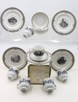 Auktion 366<br>6x komplette Gedecke mit Ansichten der Stadt Lingen, Bexon GmbH, Tassen H-7,8cm
