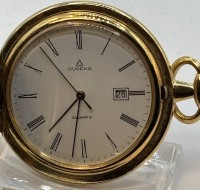 Auktion 366<br>"Dugena" Sprungdeckel Double Taschenuhr, Quartz, Werk nicht gepr&uuml;ft, guter Zustand, D-4,8 cm