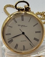 Auktion 366<br>Quartz HTU "Champs de Coeur" vergoldet mit Uhrenkette, guter Zustand, Werk nicht gepr&uuml;ft, D-4 cm