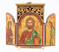 Auktion 366<br>kl. Reiseikone, verso signiert "Iliycho Alexiev", ca. H-14cm  B-9 bis 17,5cm